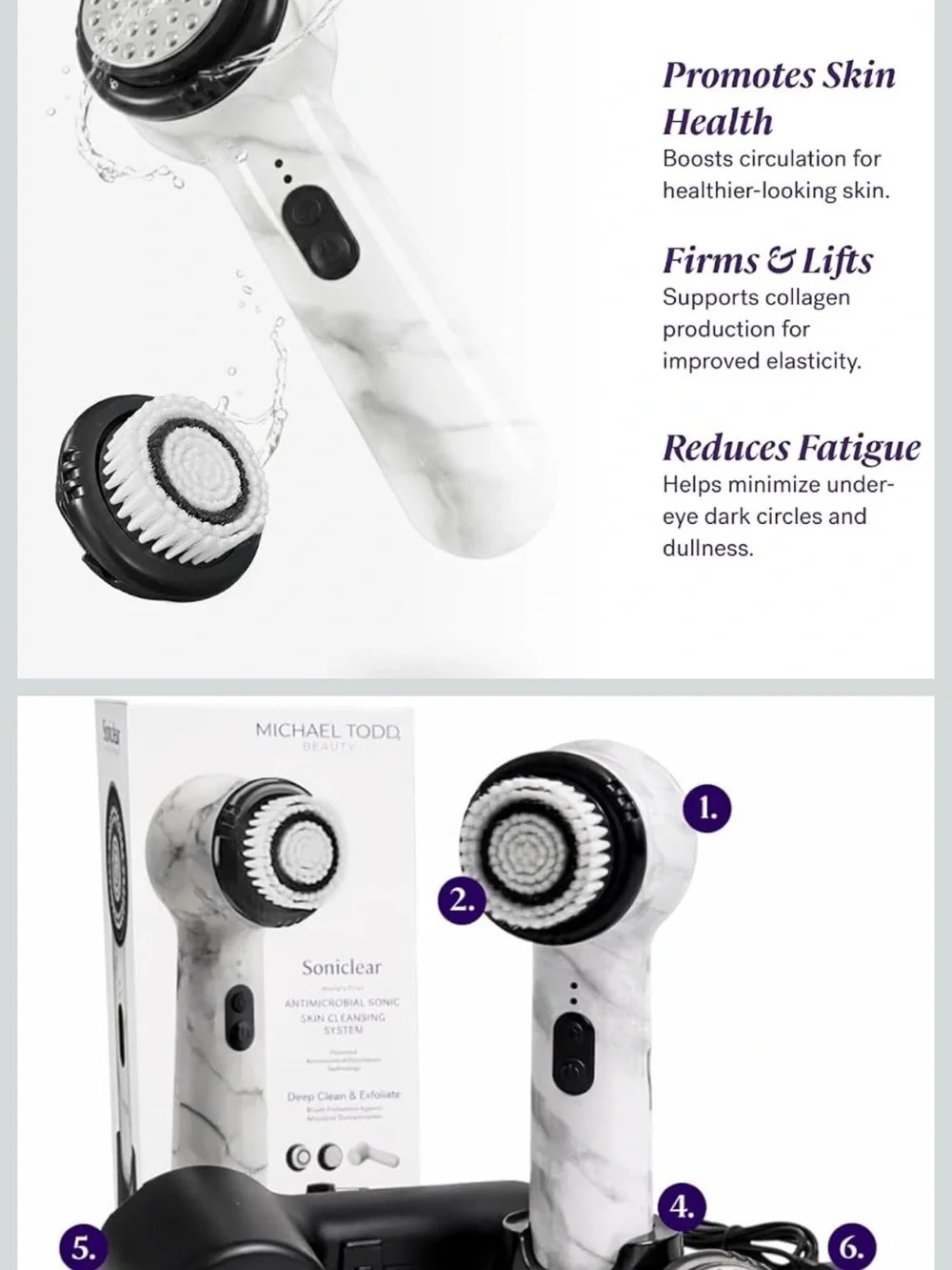 Michael Todd Soniclear Antimicrobial Sonic Facial Cleansing Brush - NEW / sealed